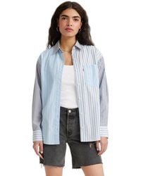 Levi's - Levis Nola Premium Katoenen Oversized Shirt (Blauwe Streep) - Lyst