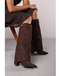 Where's That From - 'Nova' Fold Over Shark Block Heel Point Toe Boots - Lyst
