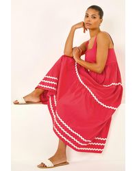 Prosperina Ric Rac Roman Ric Rac Tiered Midi in Blue | Lyst UK