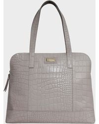 Assots London - 'eva' Ice Grey Croc Real Leather Designer Unlined Tote Bag - Lyst