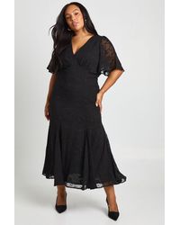 Boohoo - Plus Burnout Angel Sleeve Midaxi Dress - Lyst