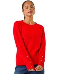 Roman - Petite Button Cuff Knit Jumper - Lyst