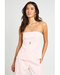 Boohoo - Bandeau Belt Detail Tailored Top - Lyst