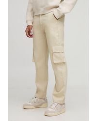 BoohooMAN - Straight Fit Fixed Waist Cargo Pants - Lyst