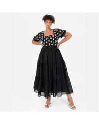 Lovedrobe - Square Neck Short Sleeve Tiered Dress - Lyst