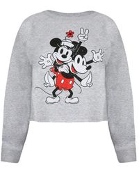 Disney - Ladies Mickey & Minnie Mouse Peace Crop Sweatshirt (Heather) - Lyst