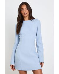 Boohoo - Tall Long Sleeve Tailored Shift Dress - Lyst