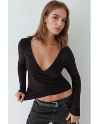 Hiccup - Slim Fit Soft Touch V-Neck Long Sleeve Top - Lyst