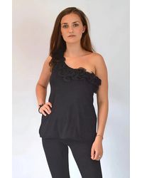 River Island - One Shoulder Frill Edge Top - Lyst
