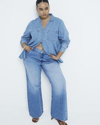 River Island - Plus High Waisted Straight Leg Jeans - Lyst