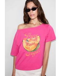 Grimelange - Printed Crop Boat Neck T-Shirt - Lyst