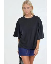 Busem - Oversized Ribbed Crop Blouse With Crew Neck - Lyst