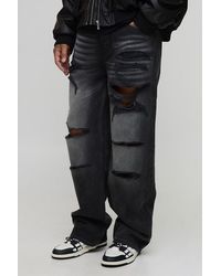 BoohooMAN - Tall Relaxed Fit Washed Super Distressed Jeans - Lyst