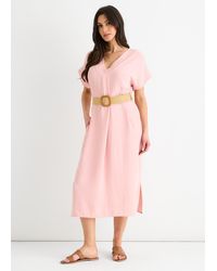 Gini London - Blush Air Flow Belted Oversized Dress - Lyst