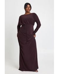 Boohoo - Plus Slinky Ruched Detail Maxi Dress - Lyst