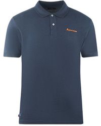 Aquascutum - Brand Logo Plain Navy Blue Polo Shirt - Lyst