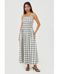 Brave Soul - Gingham Sleeveless Ruched Bodice Midi Dress - Lyst