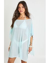 Boohoo - Sheer Mesh Cape Beach Dress - Lyst