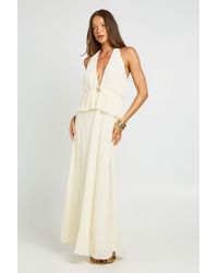 Boohoo - Plisse Trim Plunge Front Maxi Dress - Lyst