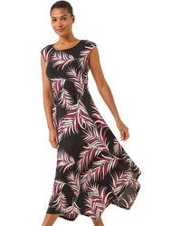 Roman - Leaf Print Stretch Maxi Dress - Lyst