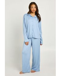 Boohoo - Soft Jersey Long Sleeve Top & Trousers Pyjama Set - Lyst