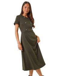 Roman - Petite Button Stretch Midi Dress - Lyst