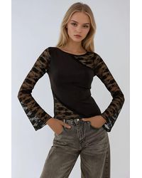 Hiccup - Long Sleeve Blouse With Lace Detail - Lyst