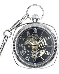 Infinity Leather - Mechanical Vintage Skeleton Square Open-Face Pocket Watch - Lyst