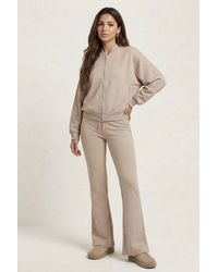 Urban Bliss - Bomber Jacket And Flare Jogger Set Oatmeal - Lyst