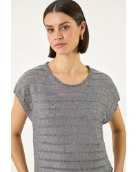 Roman - Sequin Stripe Knitted Top - Lyst