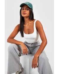 Boohoo - Square Neck Slinky Double Layer Bodysuit - Lyst