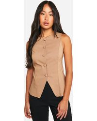 Boohoo - Self Fabric Button Front Waistcoat - Lyst