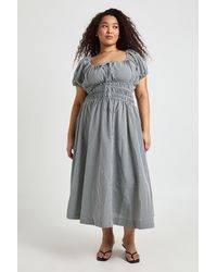 Boohoo - Plus Gingham Shirred Waist Midaxi Dress - Lyst
