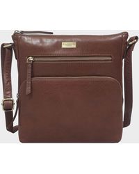 Assots London - 'agatha' Brown Vintage Polished Vt Real Leather Crossbody Bag - Lyst