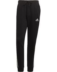 adidas - Essentials Fleece Tapered Cuff 3-Stripes Pants - Lyst