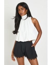 Boohoo - Lace Trim Tailored Shorts - Lyst