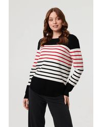 Izabel London - Diamante Trim Striped Jumper - Lyst