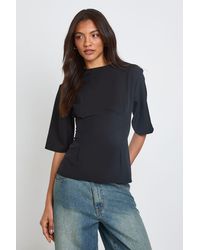 Boohoo - Tall Woven Marl Cinch Waist Top - Lyst