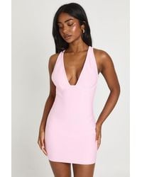 Boohoo - Premium Bandage Trim Detail Halter Mini Dress - Lyst