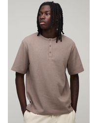 BoohooMAN - Regular Fit Waffle Henley T-Shirt - Lyst