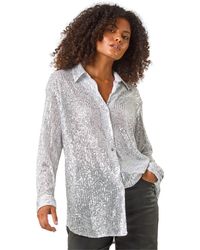 D.u.s.k - Sequin Button Through Blouse - Lyst