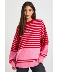 Boohoo - Mixed Stripe Oversized Jumper - Lyst