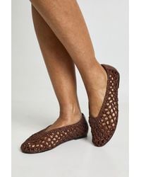 Boohoo - Wide Fit Woven Detail Ballerina - Lyst