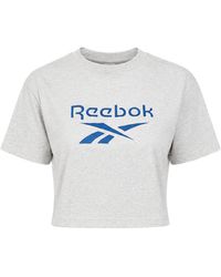 Reebok - Cl Ae Big Logo Crop Top Cotton - Lyst
