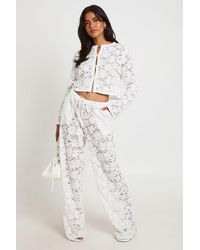 Boohoo - Lace Drawstring Waist Trouser - Lyst
