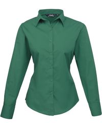 PREMIER - Ladies Poplin Long Sleeve Blouse Plain Work Shirt - Lyst