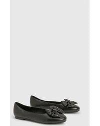 Boohoo - Wide Fit Bow Ballet Flats - Lyst