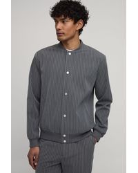 BoohooMAN - Tailored Regular Fit Stripe Bomber Co-Ord Jacket - Lyst