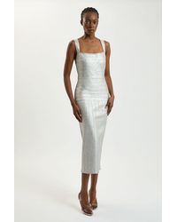 Karen Millen - Foil Metallic Figure Form Bandage Strappy Knit Maxi Dress - Lyst