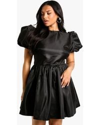 Boohoo - Plus Bow Back Puff Sleeve Smock Dress - Lyst
